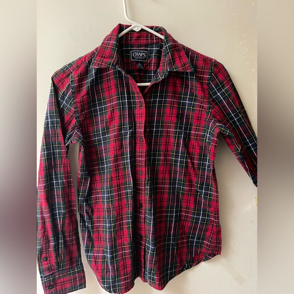 Chaps classics red plaid preppy holiday polo